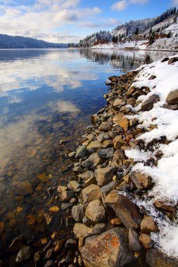 A winter scenic of Lake Coeur d'Alene in northern Idaho at Higgens Point. clipart