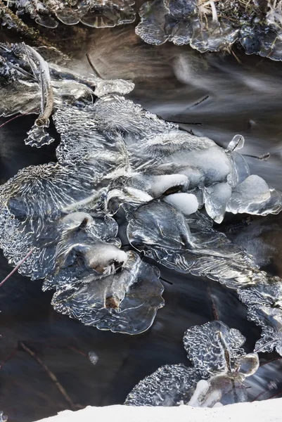 Ice mönster i bäcken. — Stockfoto