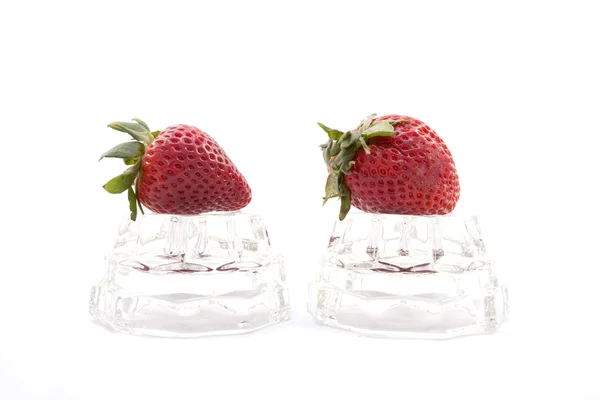 stock image Strawberries on glass.