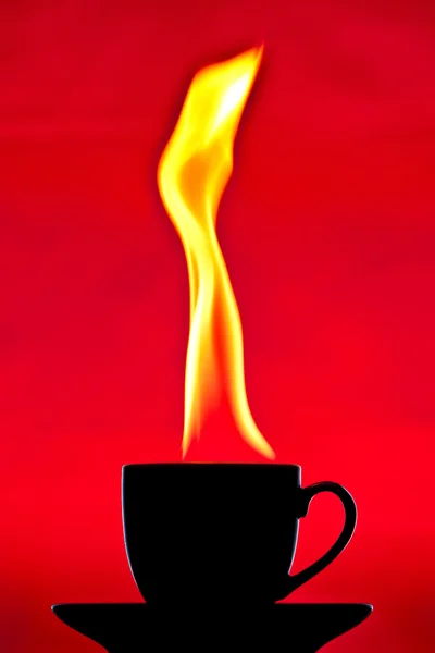 Eine Flammende Heiße Schokolade Einer Silhouette Oder Einer Kaffeetasse — Stockfoto