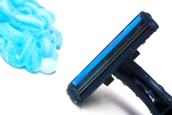 Shaving razor and gel — Stock Photo, Image