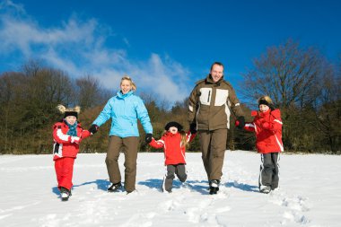 Family with kids having a clipart