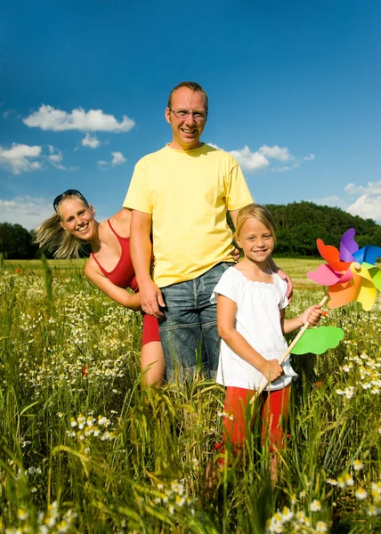 Famiglia nell'erba in un — Foto Stock