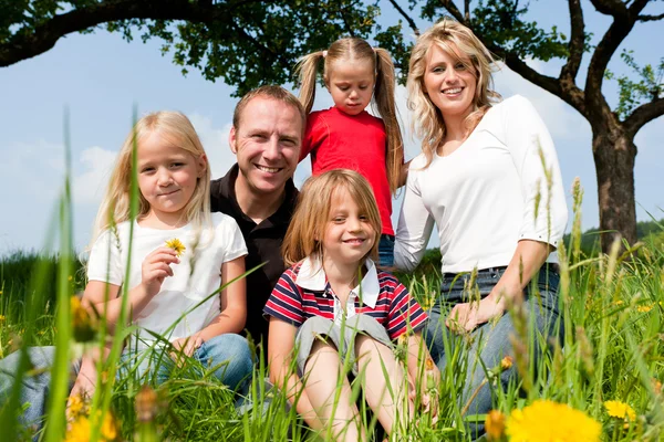 Sehr glückliche Familie mit drei Kindern — Stockfoto