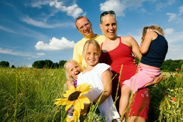 Семья в траве на Стоковое Фото