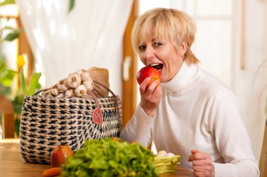 Woman with groceries she just clipart