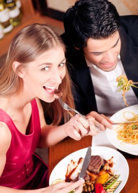 Waitress in a fancy restaurant clipart