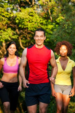 Fitness und sport strand, jogging leute beim kulüpler