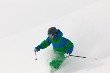 Man on a ski track going clipart