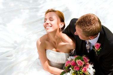 Wedding couple hugging, the clipart