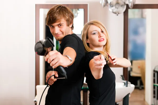 Two hairdresser - man and — Stock Photo, Image