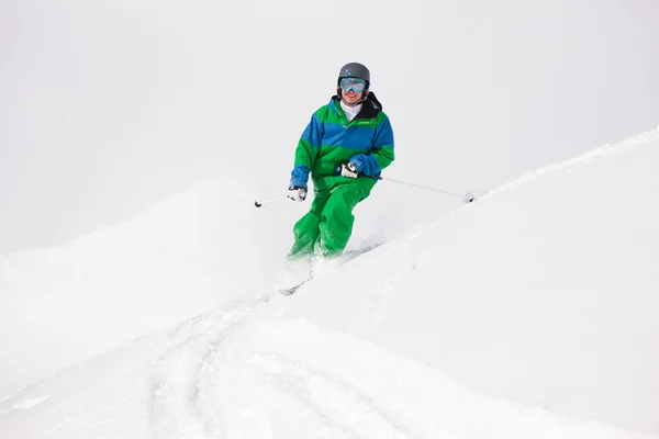 Man on a ski track going — Stock Photo, Image