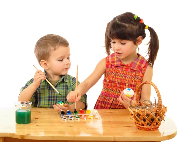 Crianças Pintando Ovos Páscoa — Fotografia de Stock
