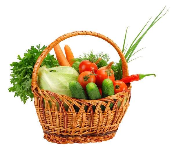 Koszyk Warzywami Białym Tle — Zdjęcie stockowe