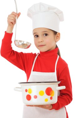 Little chief-cooker with ladle and pot clipart