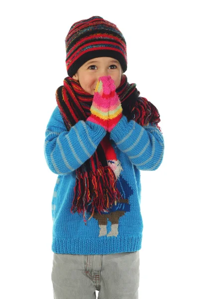 Usměvavá holčička s zimní oblečení — Stock fotografie