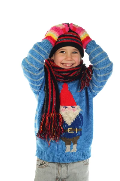 Smiling little girl with winter clothes — Stock Photo, Image