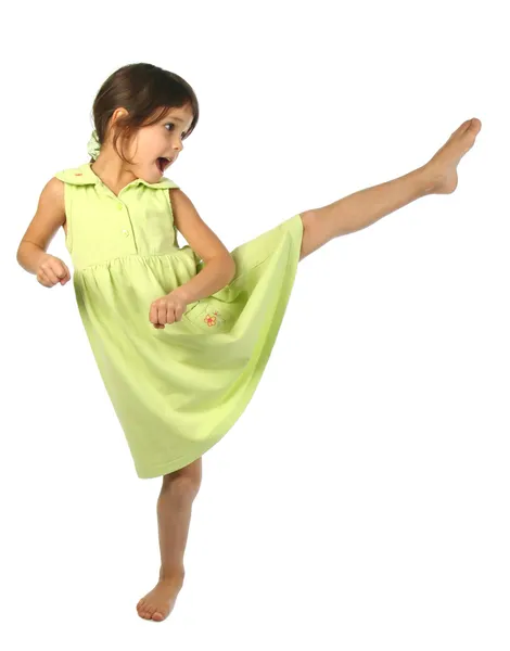 Кричащая Маленькая Девочка Пинает Ногами — стоковое фото