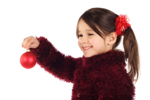Lächeln kleines Mädchen mit Weihnachtsdekoration — Stockfoto