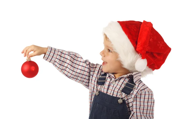 Küçük çocuk Noel dekorasyonu ile gülümseyen — Stok fotoğraf