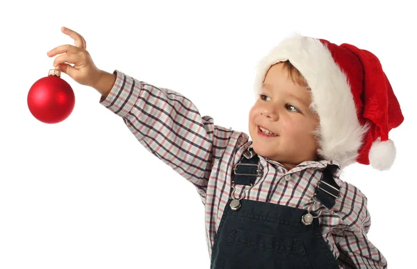 クリスマスの装飾と小さな男の子の笑みを浮かべてください。 — ストック写真