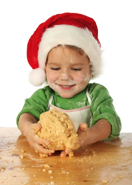 Liten Pojke Matlagning Jul Tårta — Stockfoto