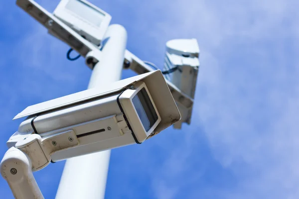 Surveillance camera from low angle — Stock Photo, Image