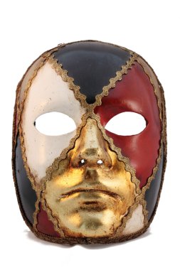maske Venedik, İtalya, karnaval veya mardi gras, üzerinde beyaz izole sırasında kullanılan olarak
