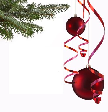 Christmas balls and paper streamer. Taken in studio clipart