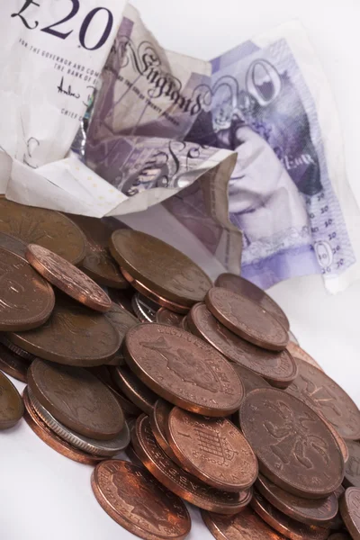 British pounds and penny — Stock Photo, Image