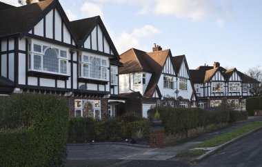 Tudor style houses in London clipart