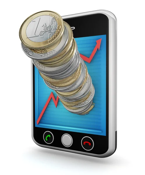 Smartphone Gospodarki Euro — Zdjęcie stockowe