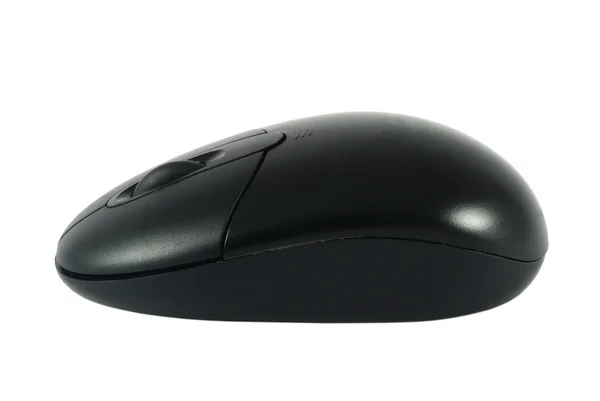 白で分離された黒のコンピューターのワイヤレス マウス — ストック写真