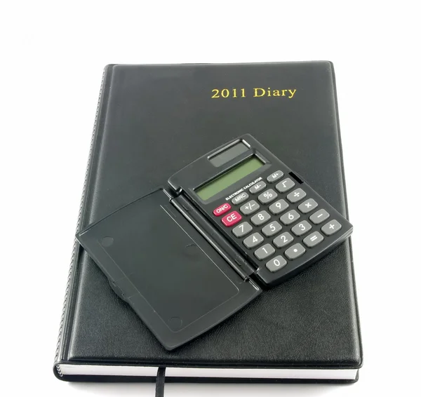 Kalendarz Kalkulator Białym Tle — Zdjęcie stockowe
