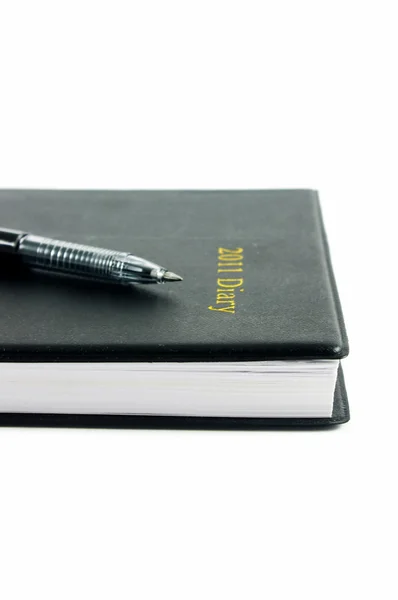 Крупный План Дневника Ручкой — стоковое фото