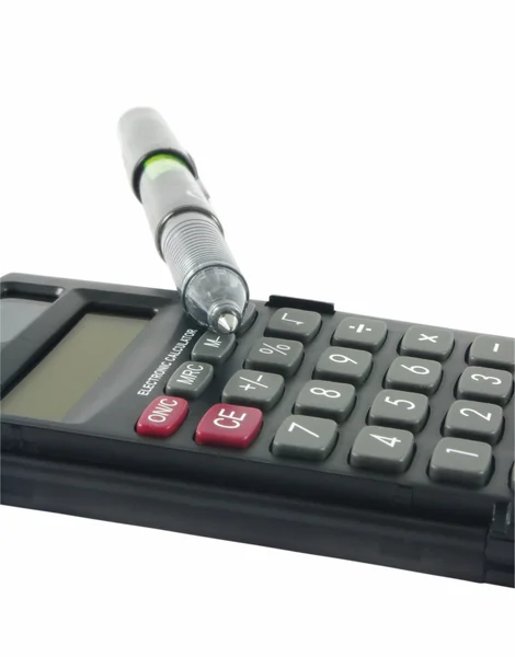 Крупный План Калькулятора Ручкой — стоковое фото
