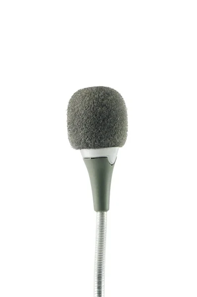 Pequeno Microfone Sobre Superfície Branca — Fotografia de Stock