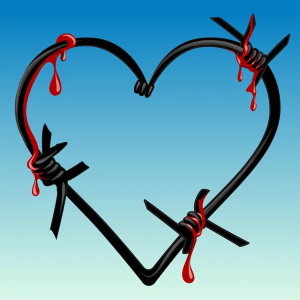 Corazón Con Espigas Sangre Amor Ilustración — Vector de stock