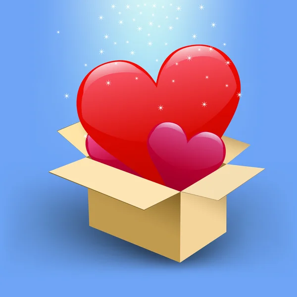 Серця в коробці — стоковий вектор