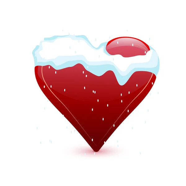 Valentine's day heart in the snow — Stock Vector