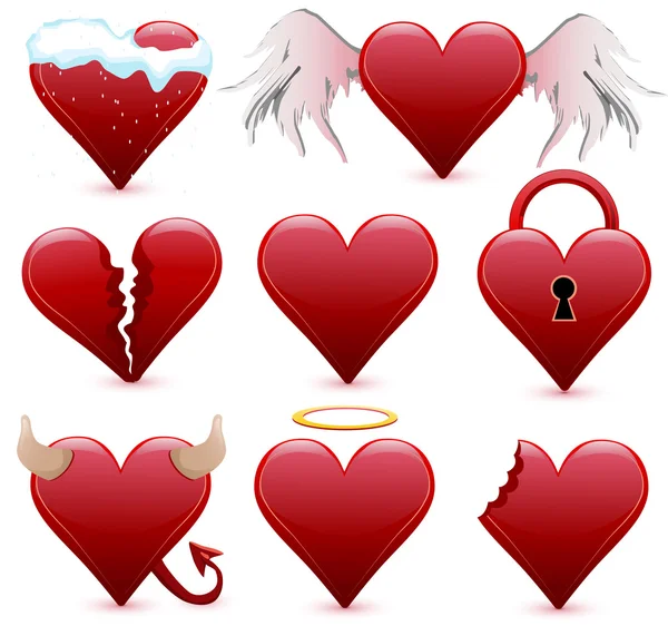 Stock vector Collection of different hearts