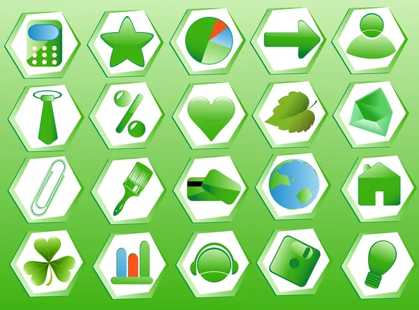 Yeşil Icons set — Stok Vektör