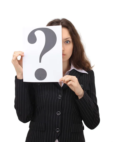 Woman business problems mark question isolated — Stock Photo, Image