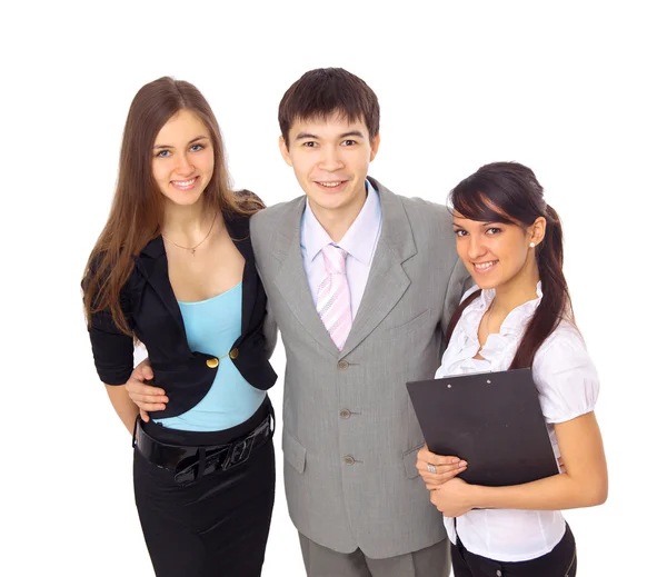 Drei Geschäftsleute im Büro: Teamarbeit — Stockfoto
