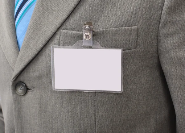 White Blank Badge on mens torso — Stock Photo, Image