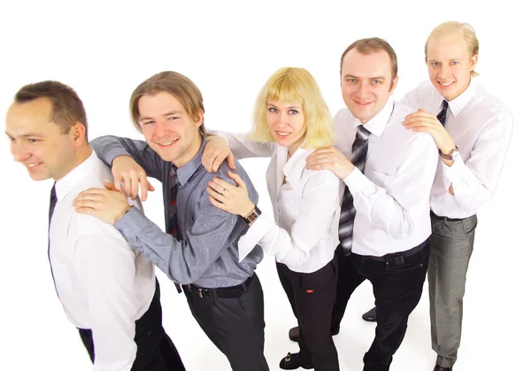 Grupo de negócios sorridentes bem sucedidos - isolado em branco . — Fotografia de Stock