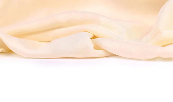 Liso elegante satén dorado aislado sobre fondo blanco —  Fotos de Stock