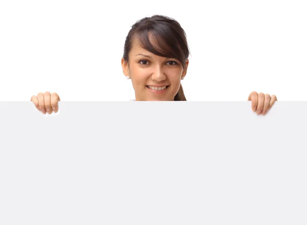 Fiatal mosolygó üzletasszony. elszigetelt fehér háttér felett — Stock Fotó