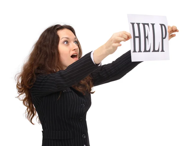 De prachtige zakenvrouw vraagt van de help — Stockfoto