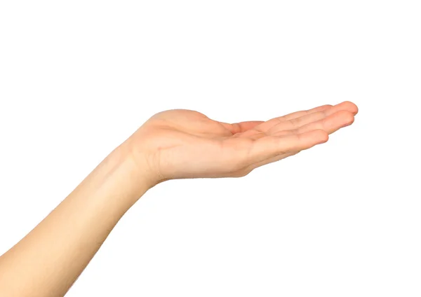 Mão feminina sobre um fundo branco — Fotografia de Stock